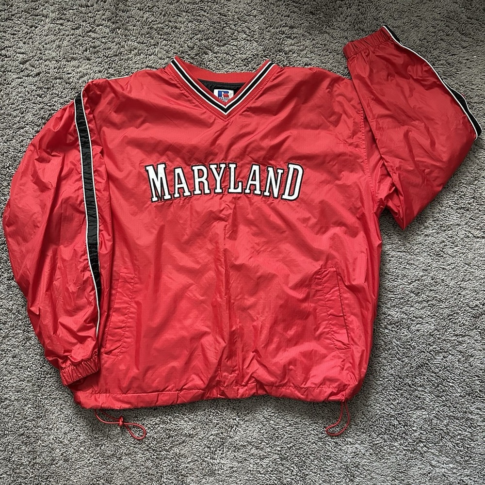 Russell Athletic Maryland Terrapins Vintage 90s Pullover Coaches Jacket XXL Red